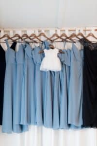 Weddings party dresses hanging up